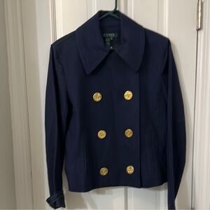 Ralph Lauren  short Navy Pea Coat with Gold Buttons M excellent